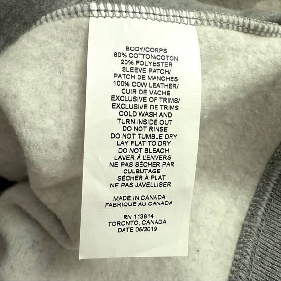 Billy Reid Dover Sweatshirt Grey with Brown Leather Patch Elbows XL - Picture 8 of 9